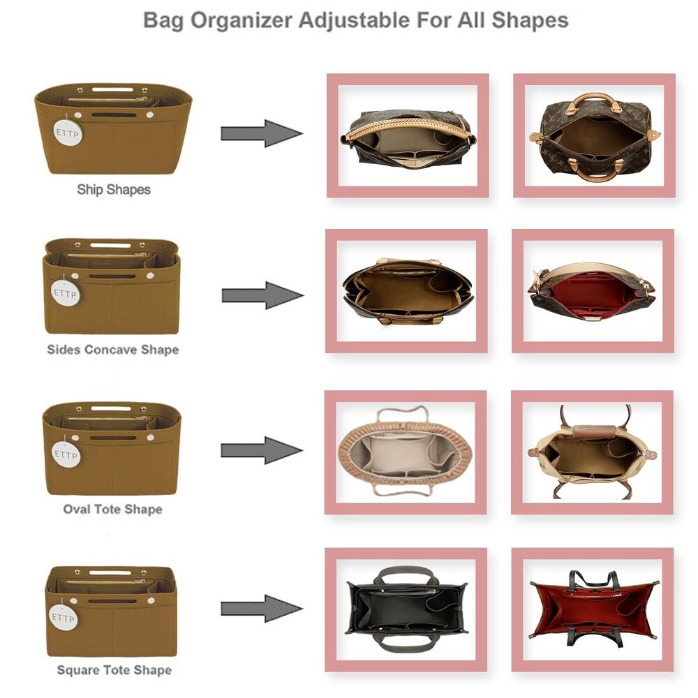 7569 Purse Organizer Insert For Handbags Felt Tote Bag Organizer Insert - Picture 5 of 7